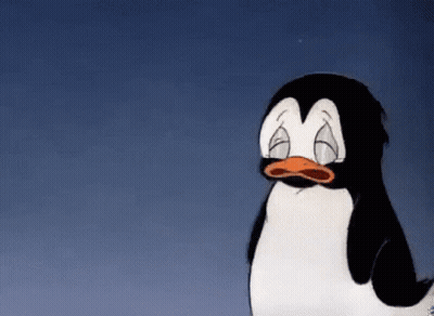 A Cartoon Penguin Is Crying With Its Eyes Closed . GIF
