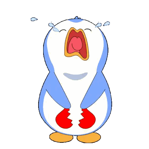 A Cartoon Penguin Is Crying With Tears Coming Out Of His Eyes Sticker