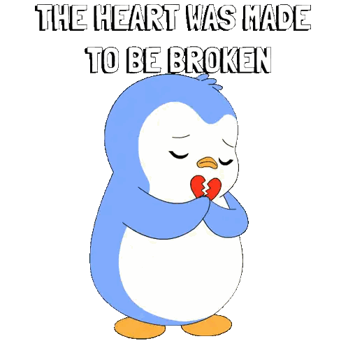 A Cartoon Penguin Is Crying With The Words The Heart Was Made To Be Broken Sticker