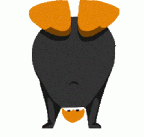 A Cartoon Penguin Is Doing A Handstand With Its Head Down GIF