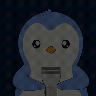 A Cartoon Penguin Is Holding A Flashlight In Its Paws GIF