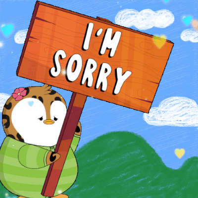 Penguin Holding Sign Saying I'm Sorry GIF