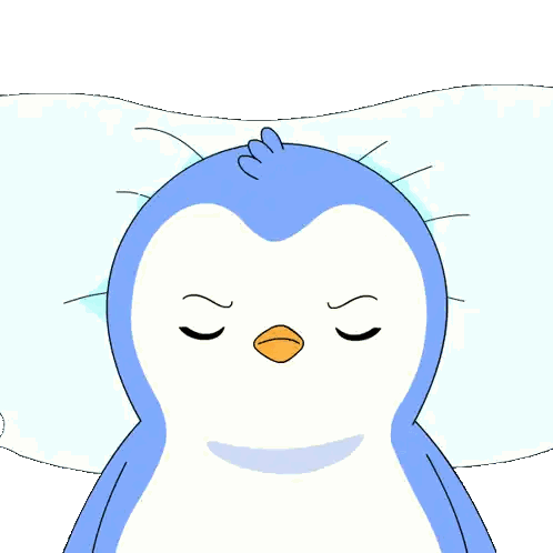 A Cartoon Penguin Is Laying On A Pillow And Making A Funny Face Sticker