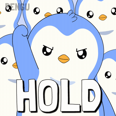 A Cartoon Penguin Is Surrounded By Penguins And Says Hold GIF