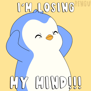 A Cartoon Penguin Says " I 'M Losing My Mind !!! " GIF