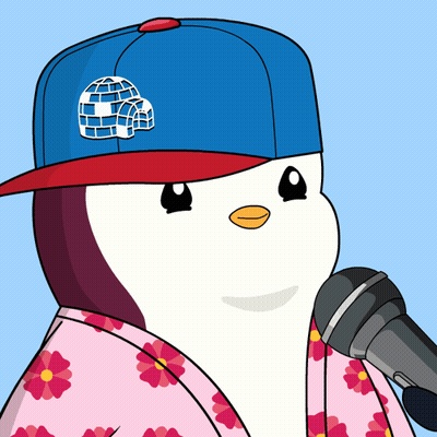 A Cartoon Penguin Wearing A Blue Hat And A Pink Shirt GIF