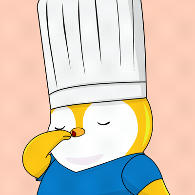 A Cartoon Penguin Wearing A Chef 'S Hat Is Waving GIF