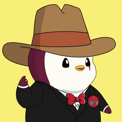 A Cartoon Penguin Wearing A Cowboy Hat And A I Voted Badge GIF