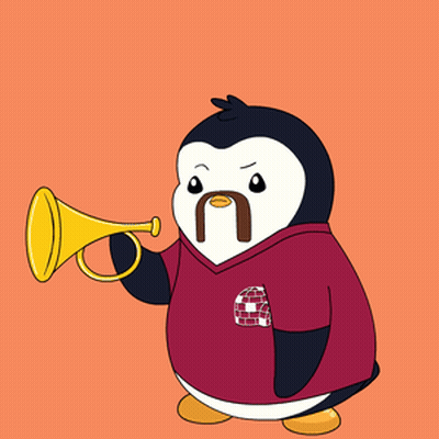 A Cartoon Penguin Wearing A Maroon Shirt With The Letter A On It GIF