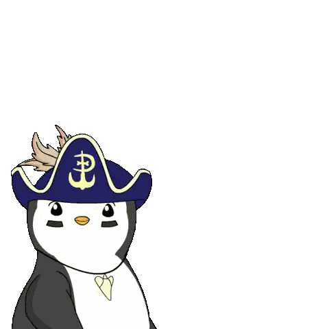 A Cartoon Penguin Wearing A Pirate Hat With An Anchor On It Sticker