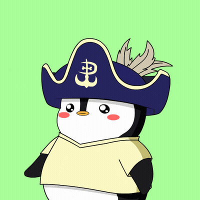 A Cartoon Penguin Wearing A Pirate Hat With Aye Written On It GIF