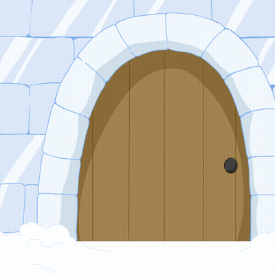 A Cartoon Penguin Wearing A Red Hat And Polka Dot Pajamas Is Standing In A Doorway GIF