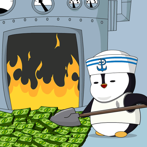 A Cartoon Penguin Wearing A Sailor Hat With An Anchor On It GIF