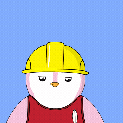 A Cartoon Penguin Wearing A Yellow Hard Hat Has Question Marks Above His Head GIF