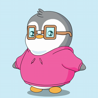 A Cartoon Penguin Wearing Glasses And A Pink Sweatshirt GIF