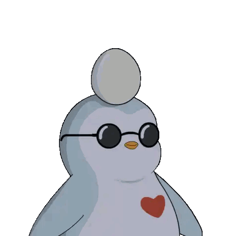 A Cartoon Penguin With A Heart And A Broken Egg On Its Head Sticker