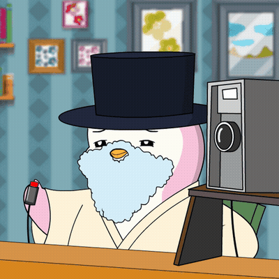 A Cartoon Penguin With A Top Hat And A Beard GIF