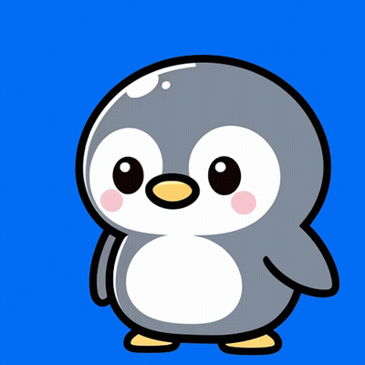 A Cartoon Penguin With A Yellow Beak Is Standing On A Blue Background GIF