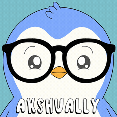 A Cartoon Penguin With Glasses And The Word Akshually Below It GIF