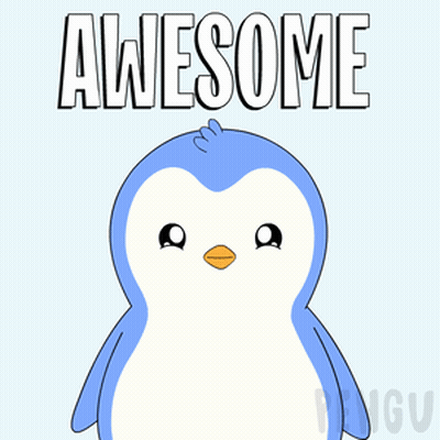 A Cartoon Penguin With The Words Awesome Written Above It GIF