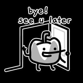A Cartoon Pepper Is Standing In A Doorway With The Words Bye See U Later Above It GIF