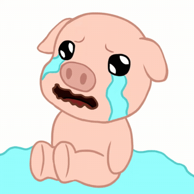 A Cartoon Pig Is Crying And Has Tears Running Down Its Face GIF