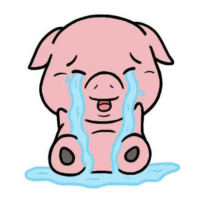 A Cartoon Pig Is Crying With Water Coming Out Of Its Eyes Sticker