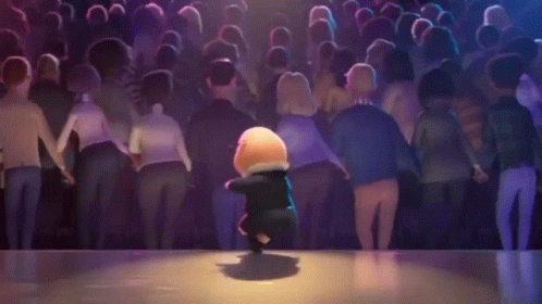 A Cartoon Pig Is Dancing On A Stage In Front Of A Crowd . GIF