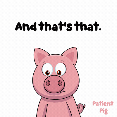 A Cartoon Pig Is Holding A Microphone And The Words And That 'S That GIF