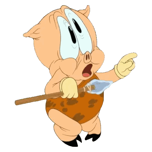 A Cartoon Pig Is Holding A Spear And Pointing At Something Sticker