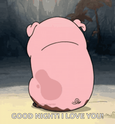 A Cartoon Pig Is Saying Good Night I Love You . GIF