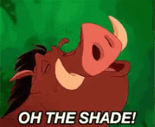 A Cartoon Pig Is Saying Oh The Shade . GIF