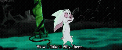 A Cartoon Pig Is Standing In The Dark And Saying `` Wow ... Take It Easy , There '' . GIF
