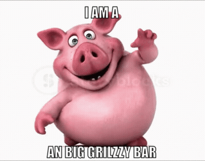A Cartoon Pig Is Waving And Says I Am A Big Grizzly Bar GIF