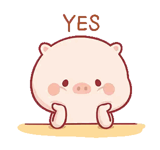 A Cartoon Pig Says Yes With His Hands On His Chin . Sticker