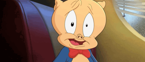 A Cartoon Pig Wearing A Bow Tie And A Blue Jacket GIF