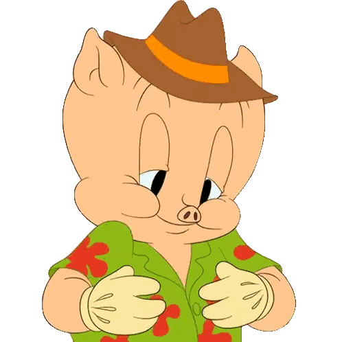 A Cartoon Pig Wearing A Hat And A Shirt Sticker