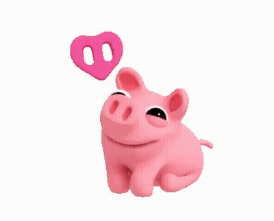 A Cartoon Pig With A Heart Above Its Head GIF