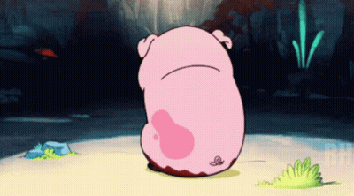 A Cartoon Pig With A Squirrel On Its Tail GIF