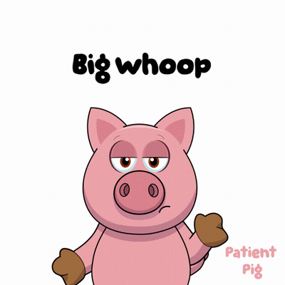 A Cartoon Pig With Big Whoop Written On The Bottom GIF