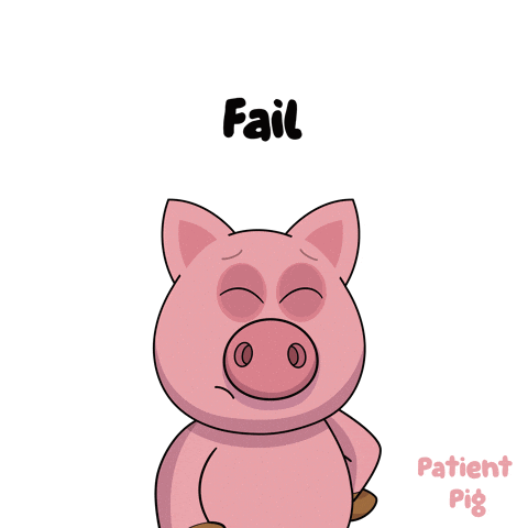 A Cartoon Pig With The Words Fail Written Above It GIF
