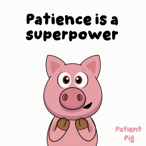 A Cartoon Pig With The Words Patience Is A Superpower Behind It GIF