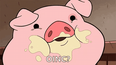 A Cartoon Pig With Yellow Liquid Coming Out Of Its Nose Is Saying Oinc . GIF