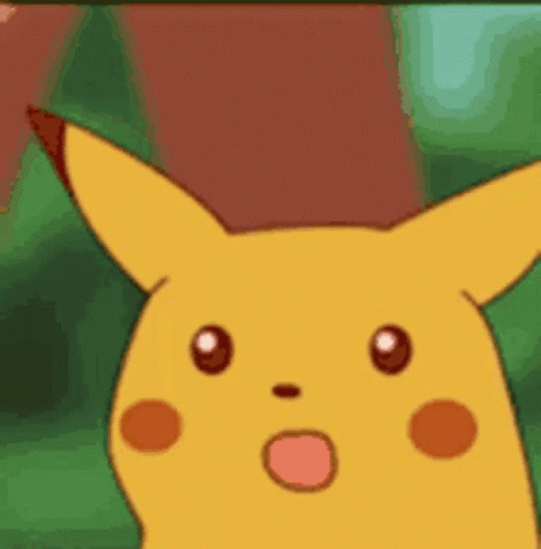 A Cartoon Pikachu Is Making A Surprised Face With Its Mouth Open . GIF