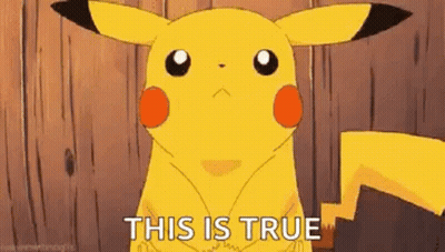 A Cartoon Pikachu Is Standing In Front Of A Wooden Wall And Says `` This Is True '' . GIF