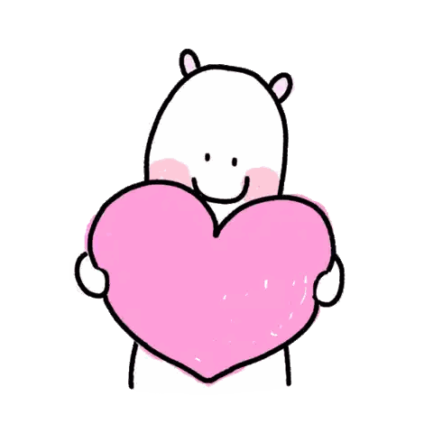 A Cartoon Polar Bear Is Holding A Large Pink Heart . GIF