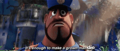 A Cartoon Police Officer Is Crying And Says It 'S Enough To Make A Grown Man Die . GIF