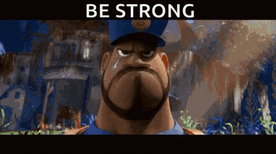 A Cartoon Police Officer With A Beard And A Hat Is Standing In Front Of A Crowd . GIF