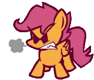 A Cartoon Pony With A Pink Mane And Tail Is Blowing Smoke Out Of Its Nose . Sticker