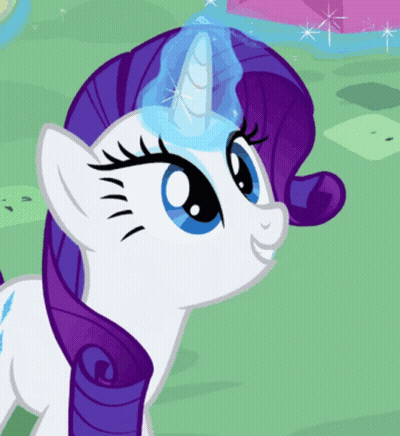 A Cartoon Pony With A Purple Mane And A Blue Horn GIF